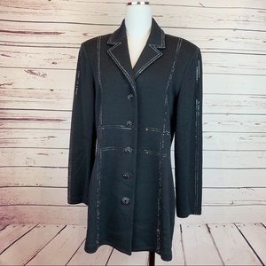 ST JOHN EVENING MARIE GRAY Vtg Black Crystals Coat